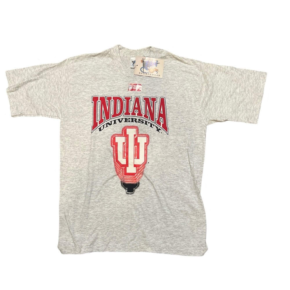 NWT Vintage 1990s Indiana University Official Fan Wear Heather Light Gray Tee